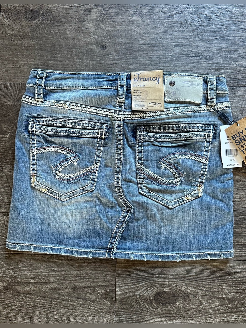 NWT Francy Silver Denim Skirt